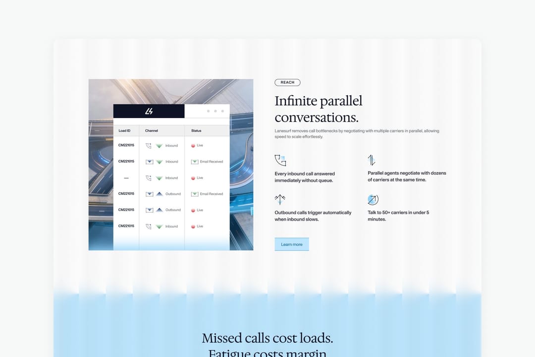 A product panel showing many conversations running in parallel. Shipped.