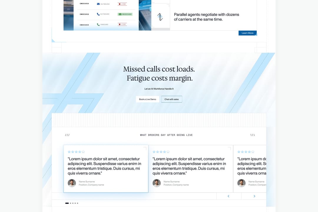 A blueprint-style section about missed calls and fatigue. Shipped.
